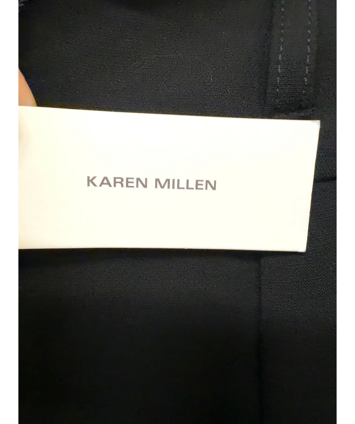 KAREN MILLEN Black Compact Stretch Essential Tailored High Waist Wide Leg Trousers, size UK 6 — detail