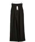 KAREN MILLEN Black Compact Stretch Essential Tailored High Waist Wide Leg Trousers, size UK 6 — front