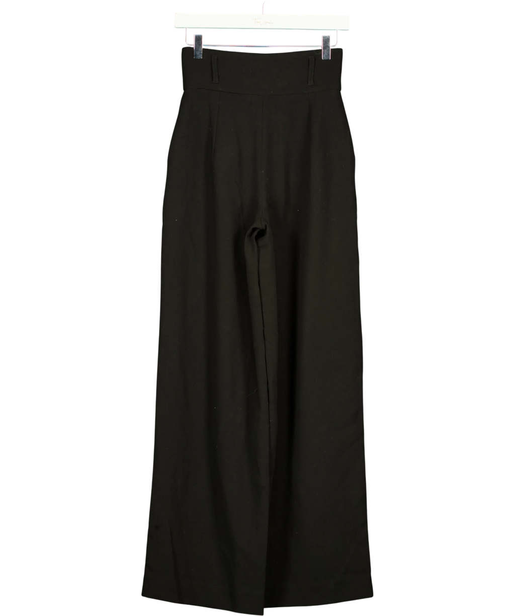 KAREN MILLEN Black Compact Stretch Essential Tailored High Waist Wide Leg Trousers, size UK 6 — back