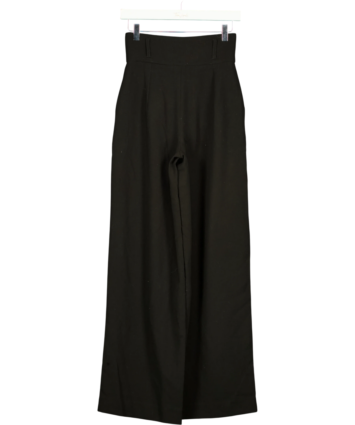 KAREN MILLEN Black Compact Stretch Essential Tailored High Waist Wide Leg Trousers, size UK 6 — back