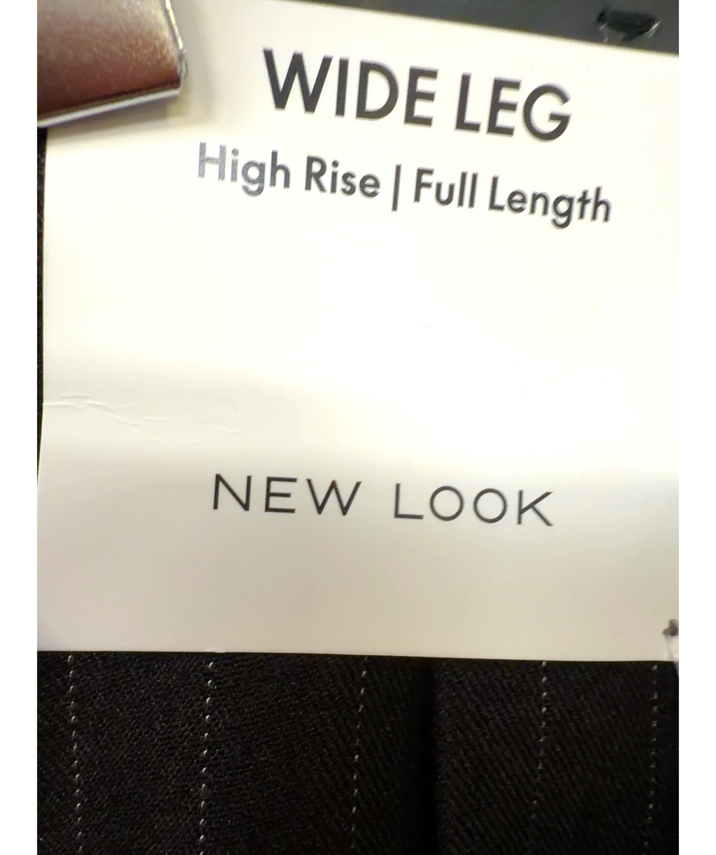 New Look Brown pinstripe tailored wide-leg trousers, size UK 8 — detail