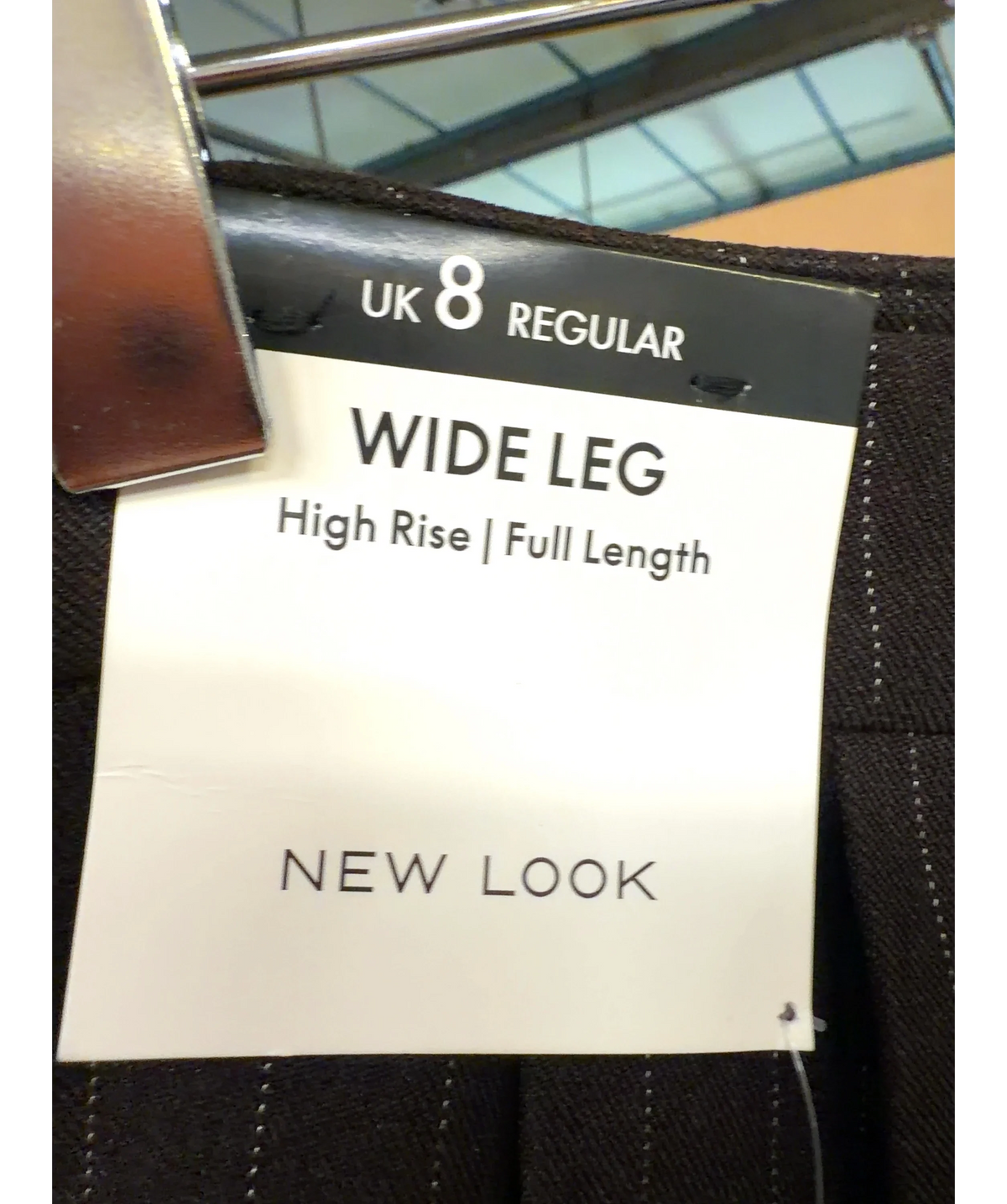 New Look Brown pinstripe tailored wide-leg trousers, size UK 8 — label