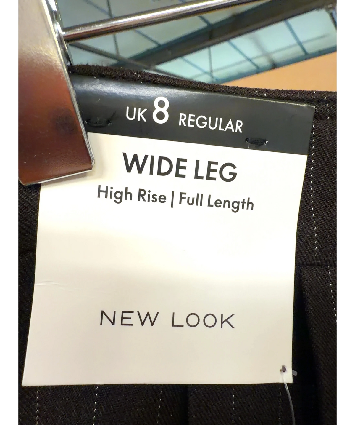 New Look Brown pinstripe tailored wide-leg trousers, size UK 8 — care label