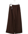 New Look Brown pinstripe tailored wide-leg trousers, size UK 8 — front