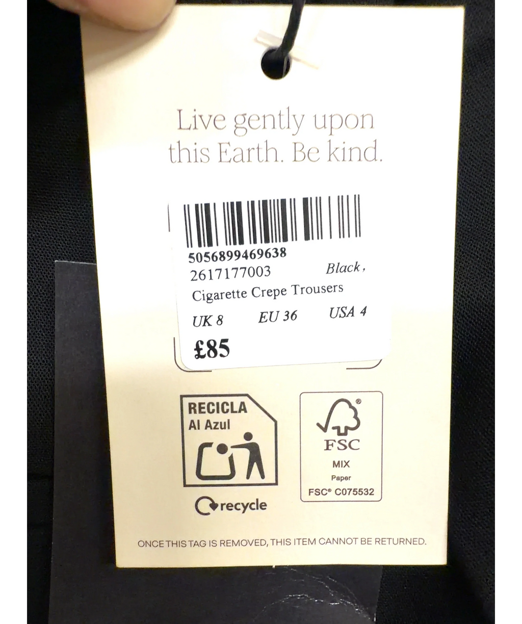 Nobody's Child Black Marnie, size UK 8 — care label