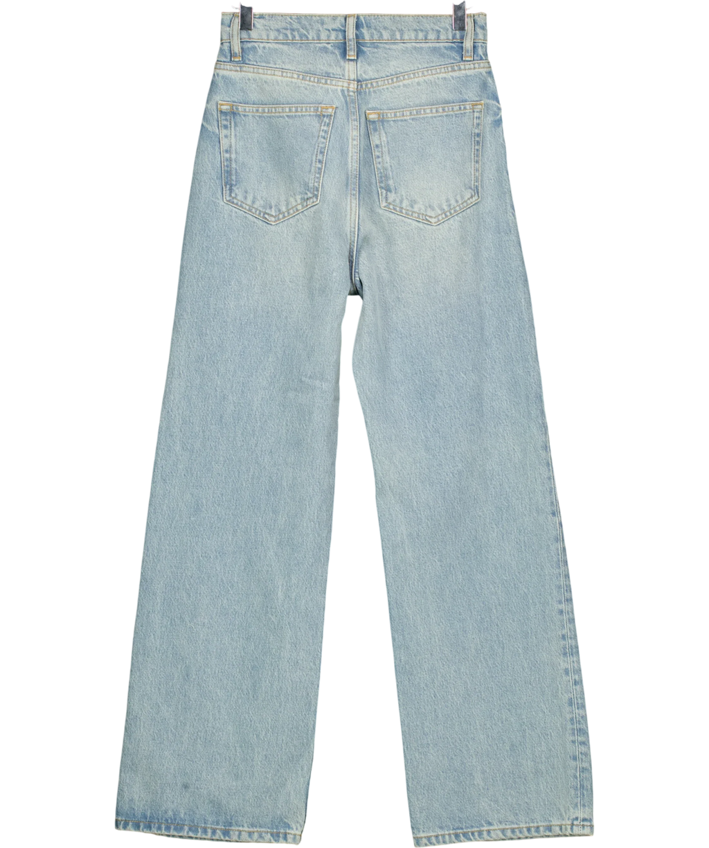 Reformation Blue Wilder High Rise Wide Leg Cropped Jeans, size W24 — back