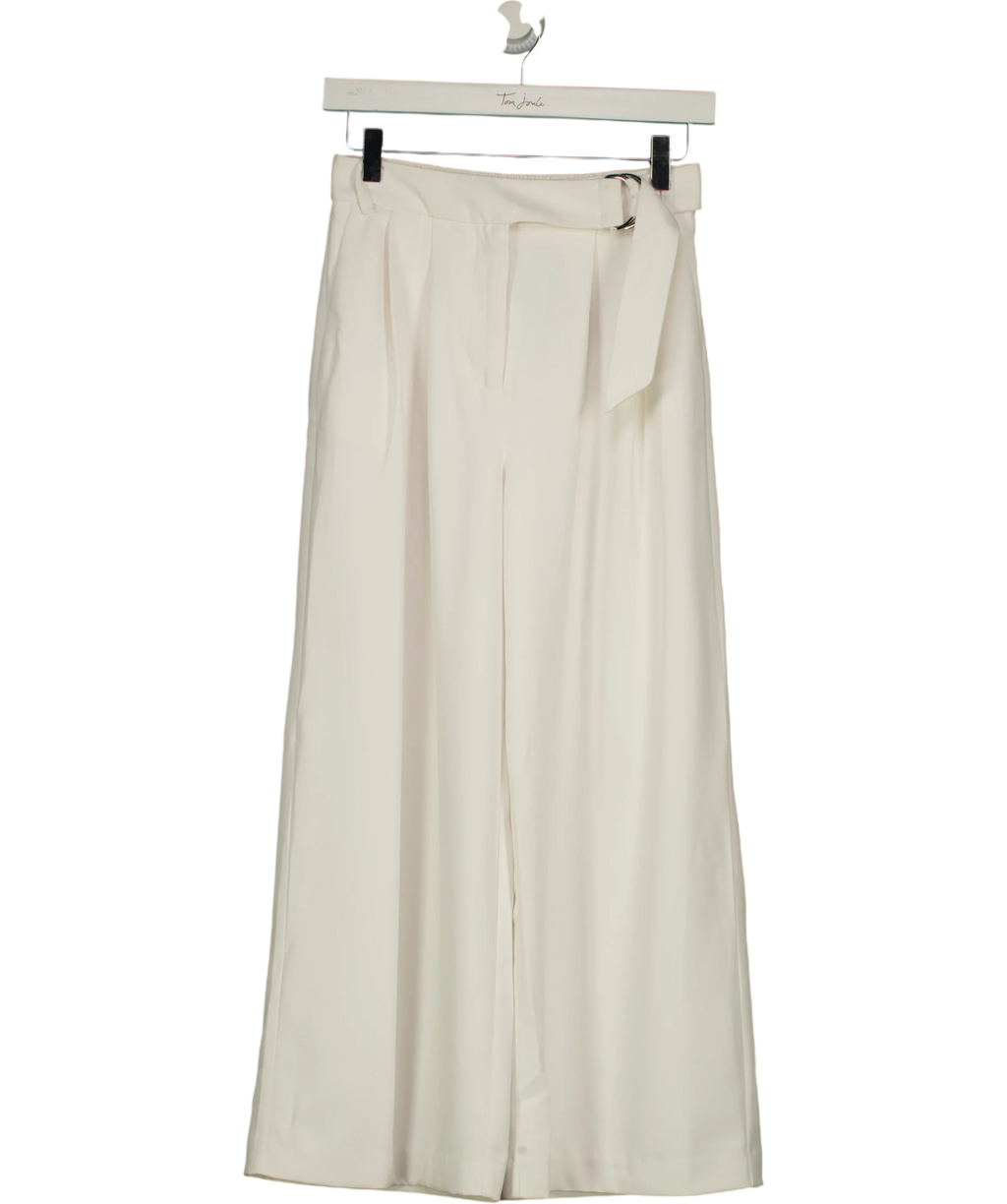 Mint Velvet White White Cropped Wide Leg Tailored Trousers, size UK XS — front