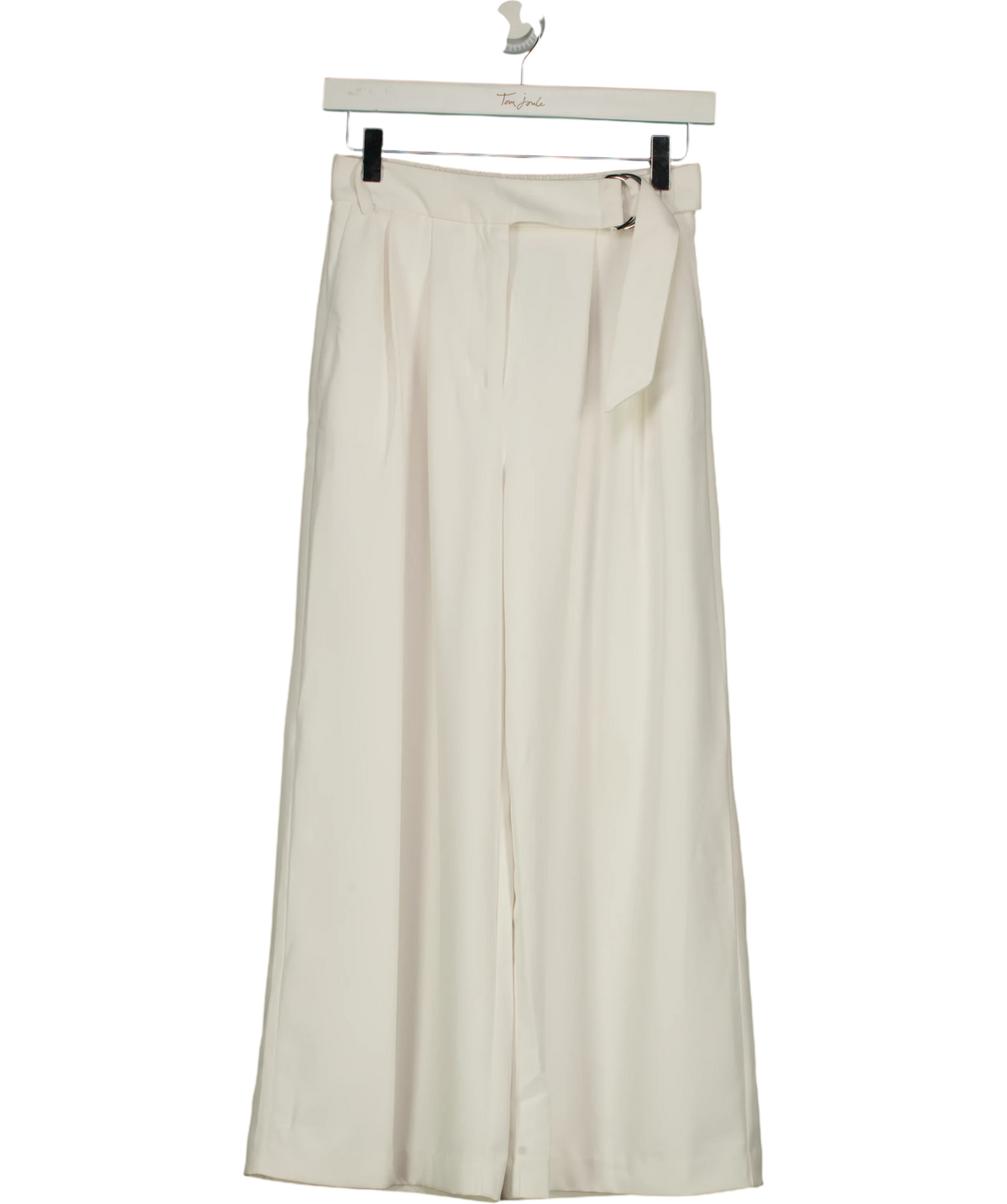 Mint Velvet White White Cropped Wide Leg Tailored Trousers, size UK XS — front