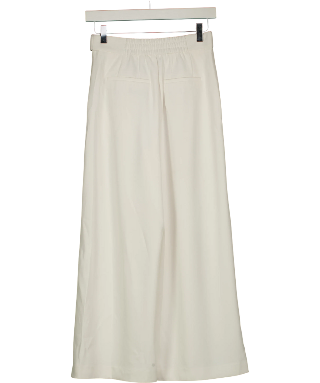 Mint Velvet White White Cropped Wide Leg Tailored Trousers, size UK XS — back