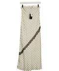 Next Cream Cream/Black Polka Dot Satin Maxi Skirt With Lace, size UK 8 — front