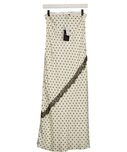 Next Cream Cream/Black Polka Dot Satin Maxi Skirt With Lace, size UK 8 — front