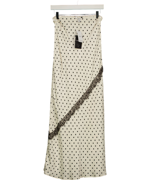 Next Cream Black Polka Dot Satin Maxi Skirt With Lace UK 8