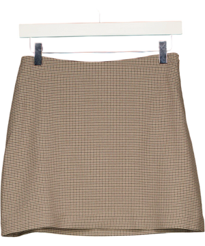 Reformation Brown And Cream Houndstooth Skirt UK 6