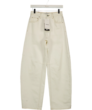 Topshop White Curved Leg Barrel Jeans W25