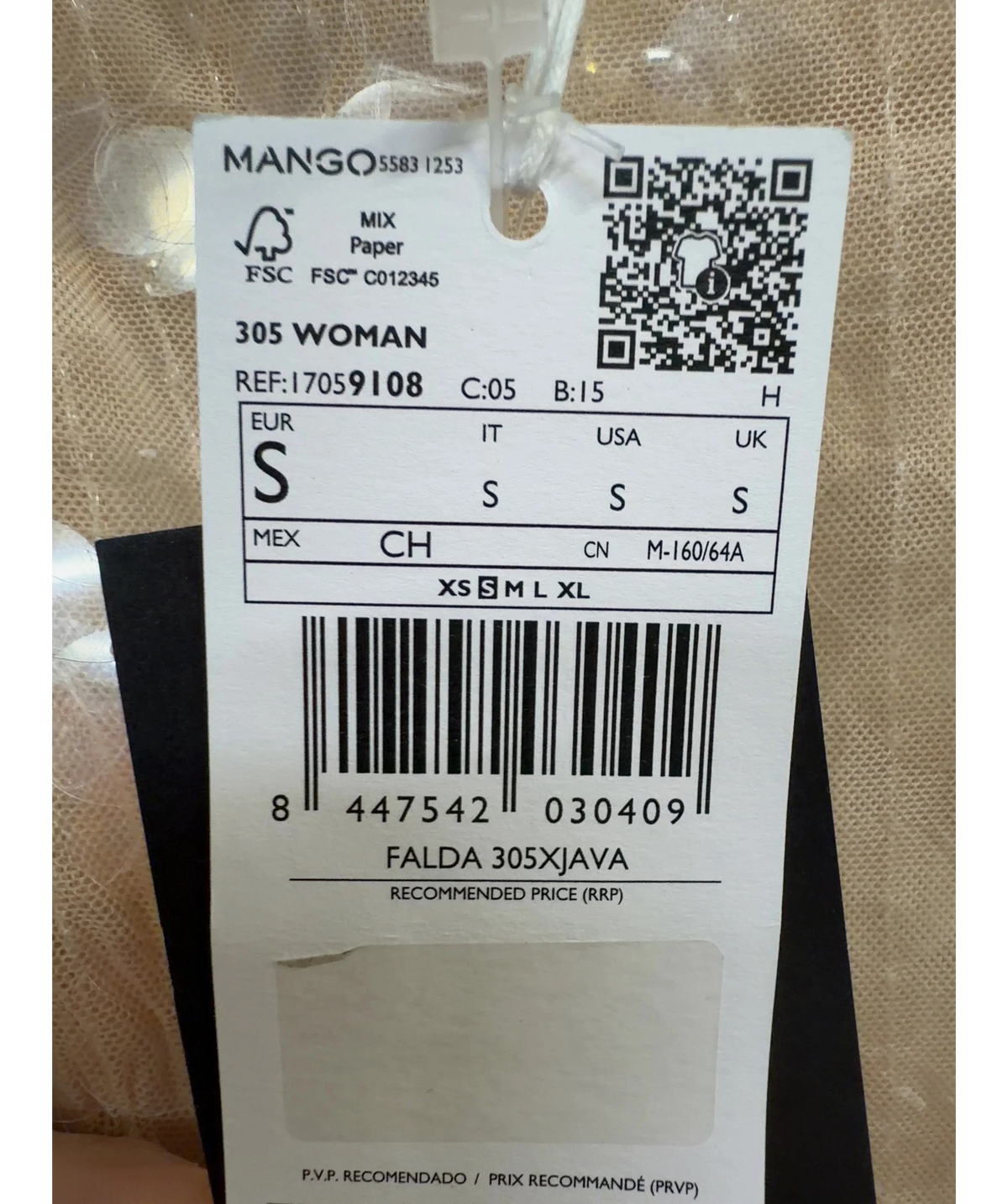MANGO Pink sequin midi skirt, size UK S — care label