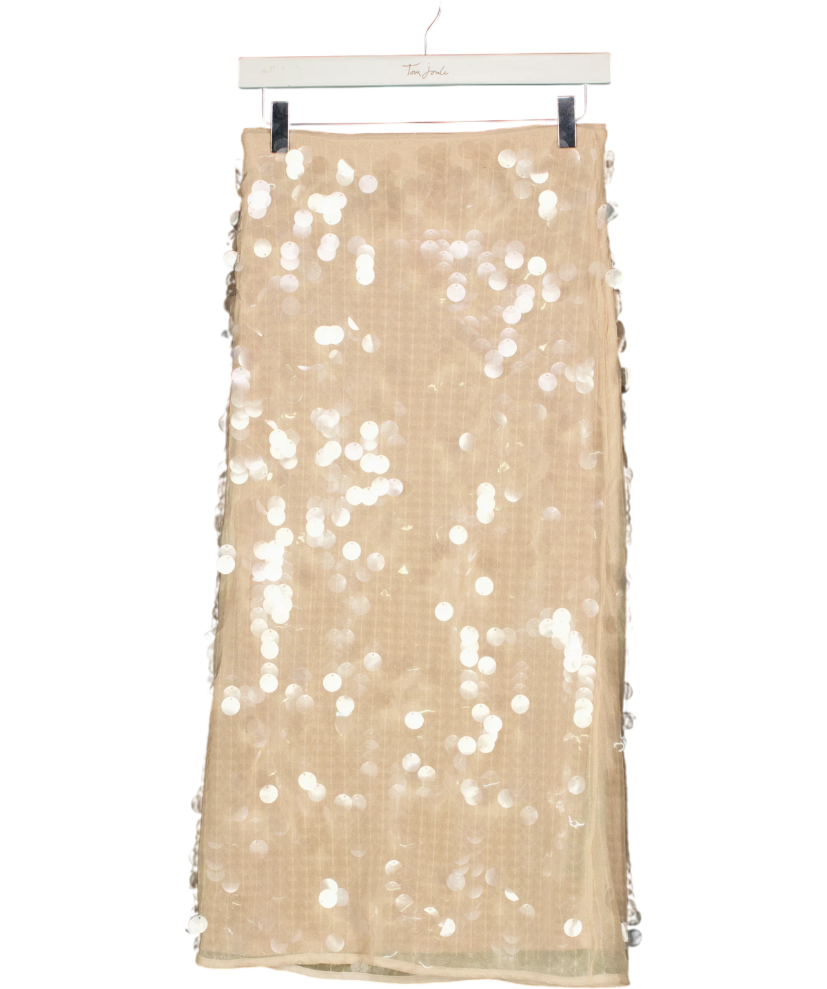 MANGO Pink sequin midi skirt, size UK S — back