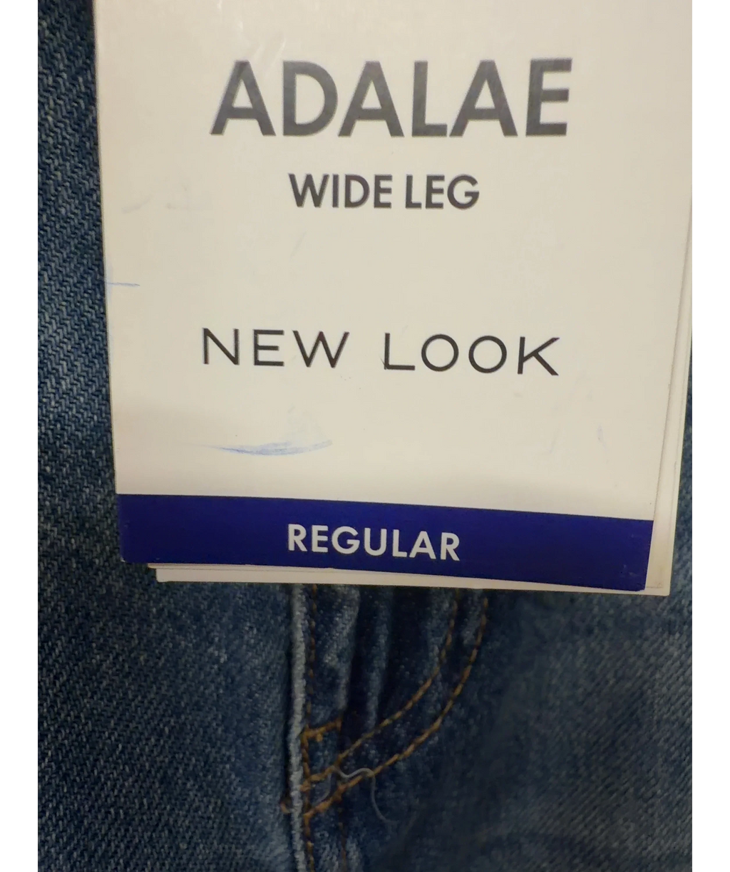 New Look Blue Adalae High Waisted Wide Leg Jeans, size UK 8 — detail