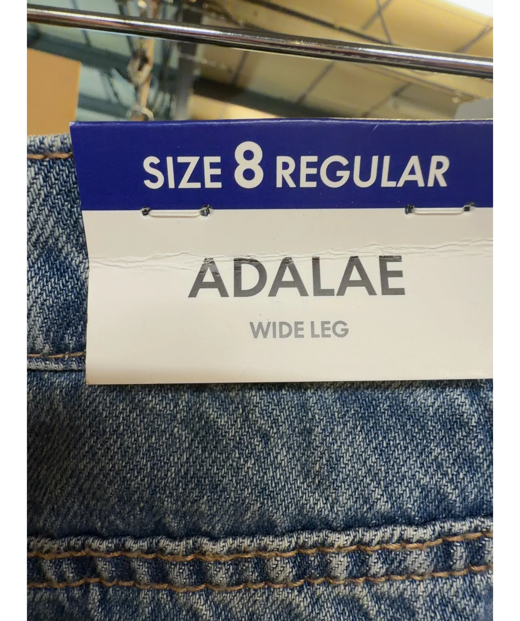 New Look Blue Adalae High Waisted Wide Leg Jeans, size UK 8 — care label