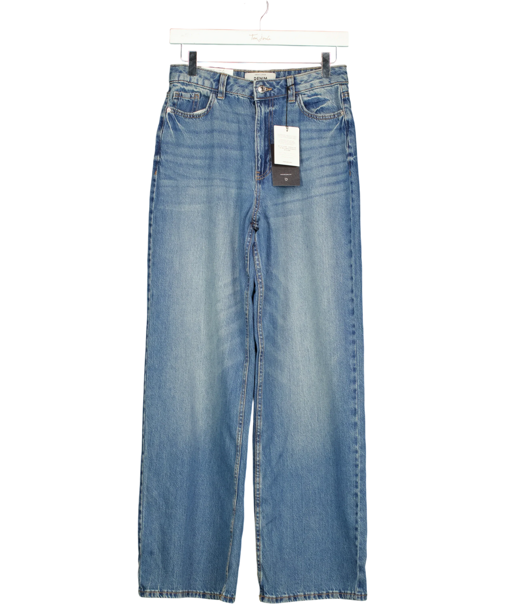 New Look Blue Adalae High Waisted Wide Leg Jeans, size UK 8 — front