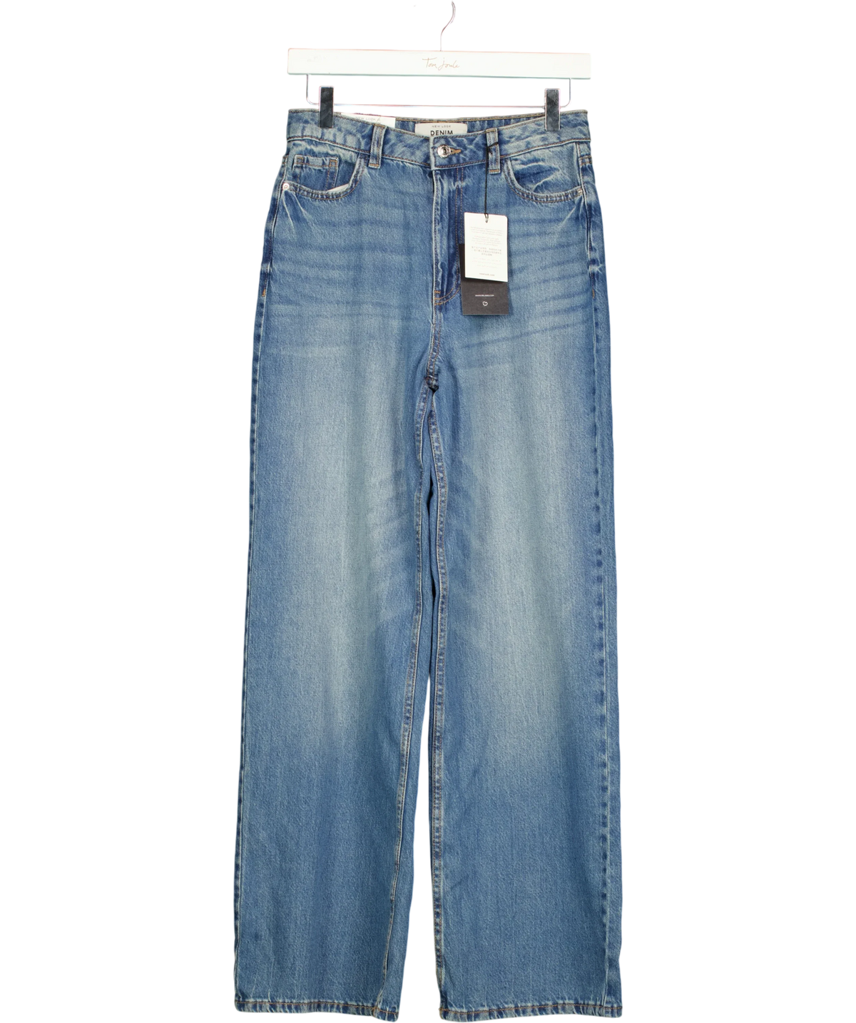 New Look Blue Adalae High Waisted Wide Leg Jeans, size UK 8 — front