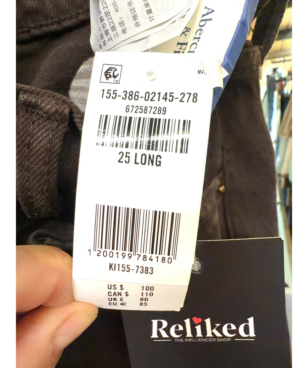 ABERCROMBIE & FITCH Brown 90'S STRAIGHT, size W25 — label