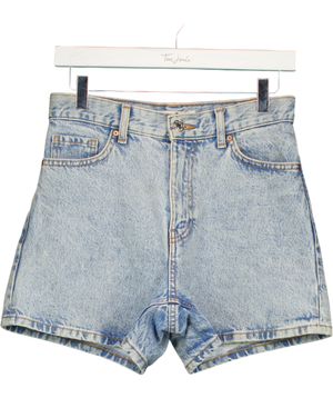 MNG Blue And White Acid Wash Denim Shorts UK 6