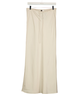 H&M Cream Drawstring Satin Maxi Slip Skirt UK S