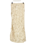 KAREN MILLEN Cream Floral Crochet Woven Beach Bias Cut Skirt, size UK XS — front
