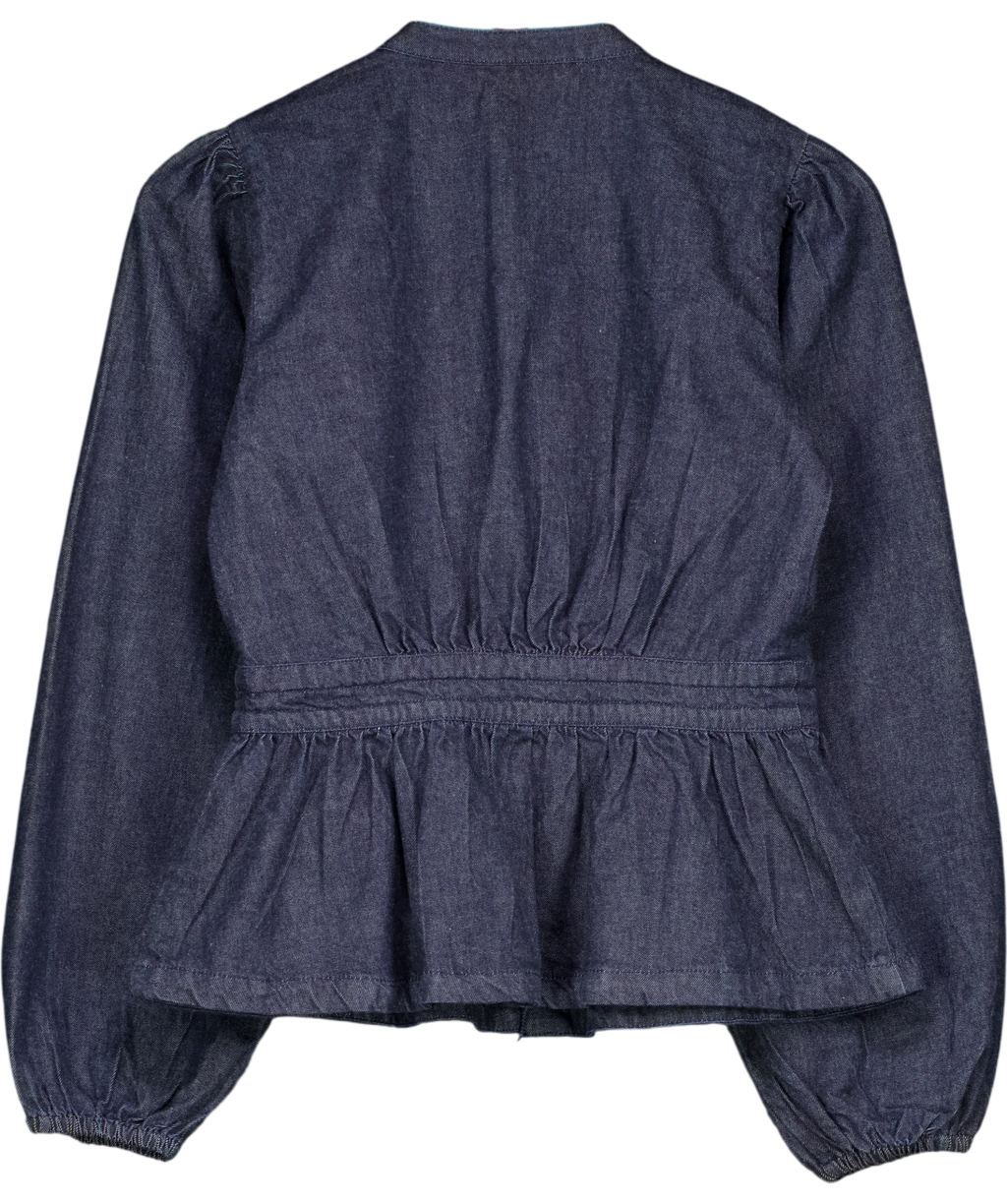 Nobody's Child Blue Tillie Denim Blouse, size UK 8 — back