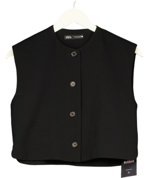 Zara Black Button-Down Crew Vest UK S