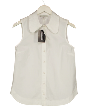 M&S White Ruffled Collar Sleeveless Shirt UK 6