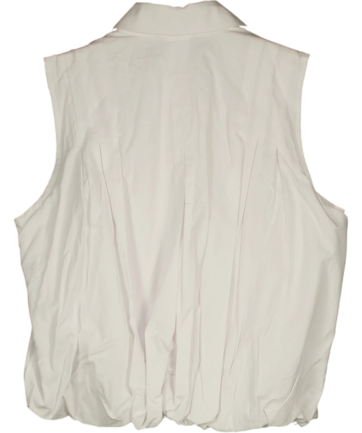 KAREN MILLEN White Cotton Sleeveless Puffball Shirt, size UK 6 — back