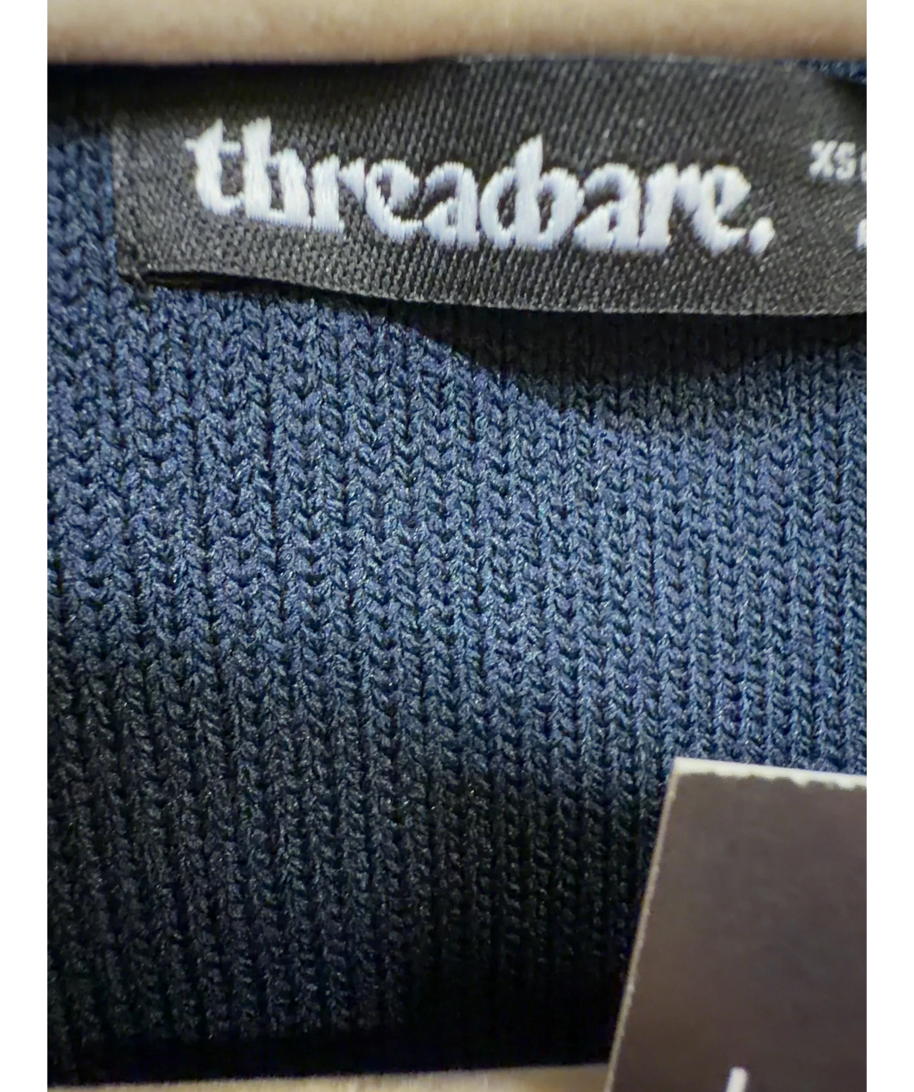 Threadbare navy V-Neck Knitted Waistcoat, size UK 8 — detail