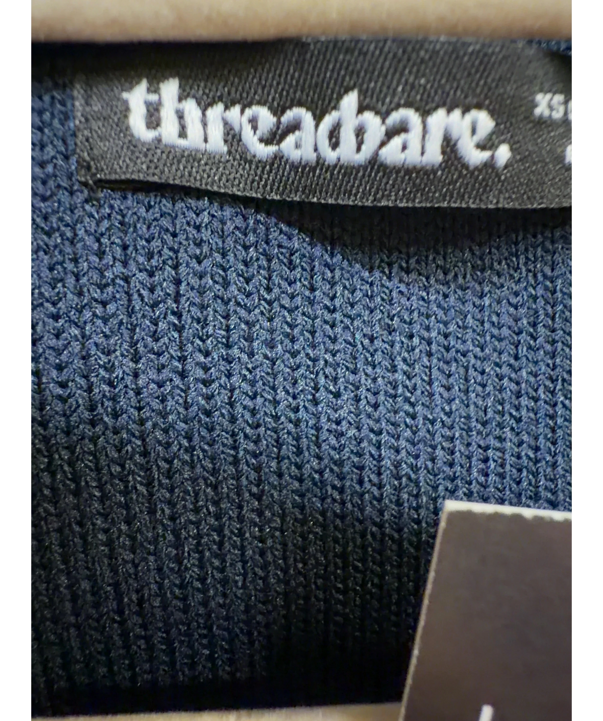 Threadbare navy V-Neck Knitted Waistcoat, size UK 8 — detail