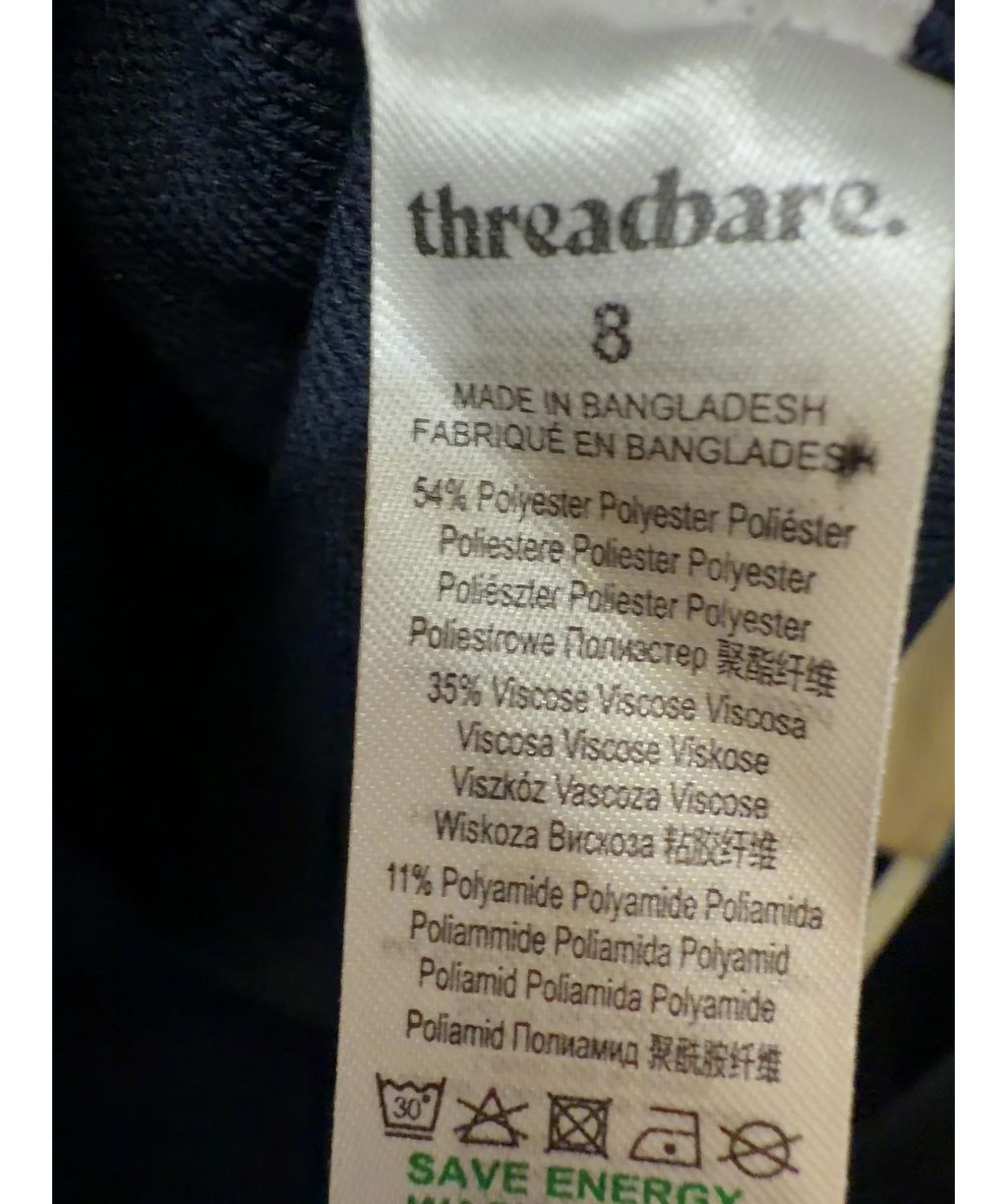 Threadbare navy V-Neck Knitted Waistcoat, size UK 8 — label