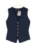 Threadbare navy V-Neck Knitted Waistcoat, size UK 8 — front