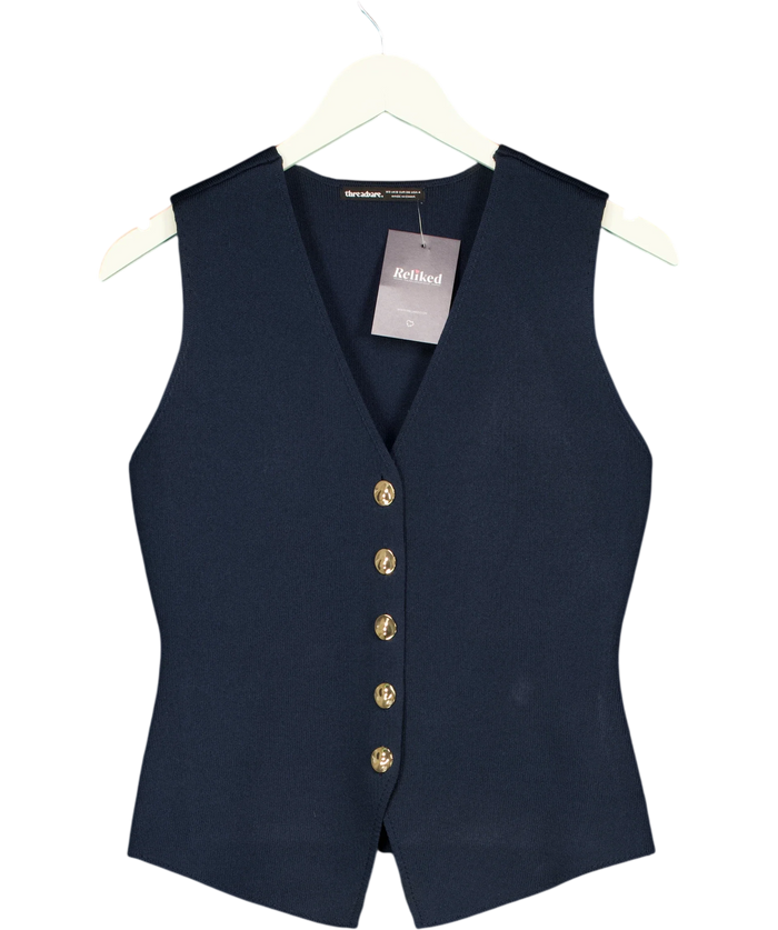 Threadbare V-Neck Knitted Waistcoat Blue UK 8
