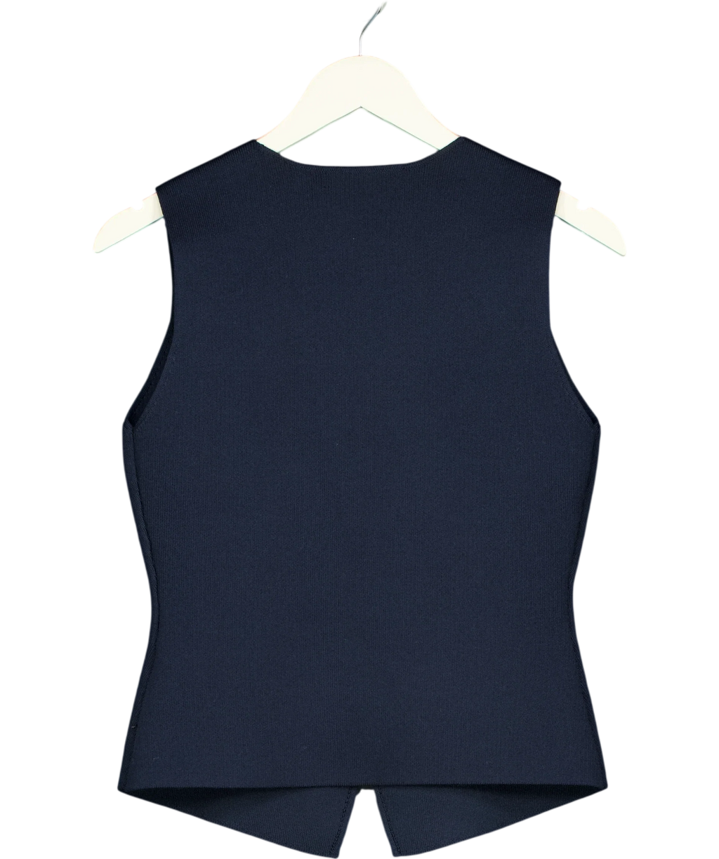 Threadbare navy V-Neck Knitted Waistcoat, size UK 8 — back