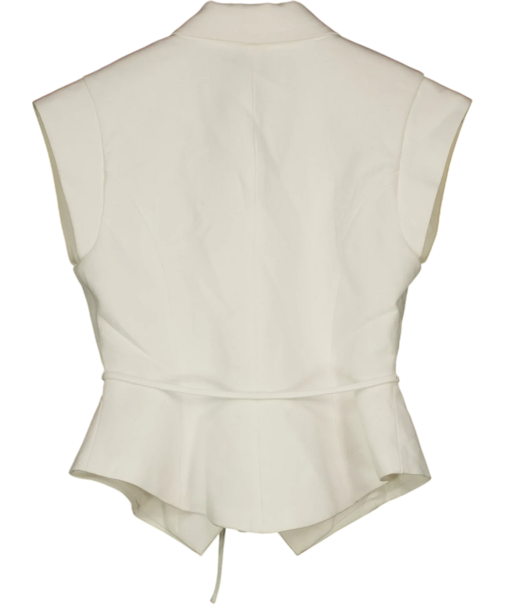 Meshki White Andina Shortsleeve Linen Top, size UK XS — back