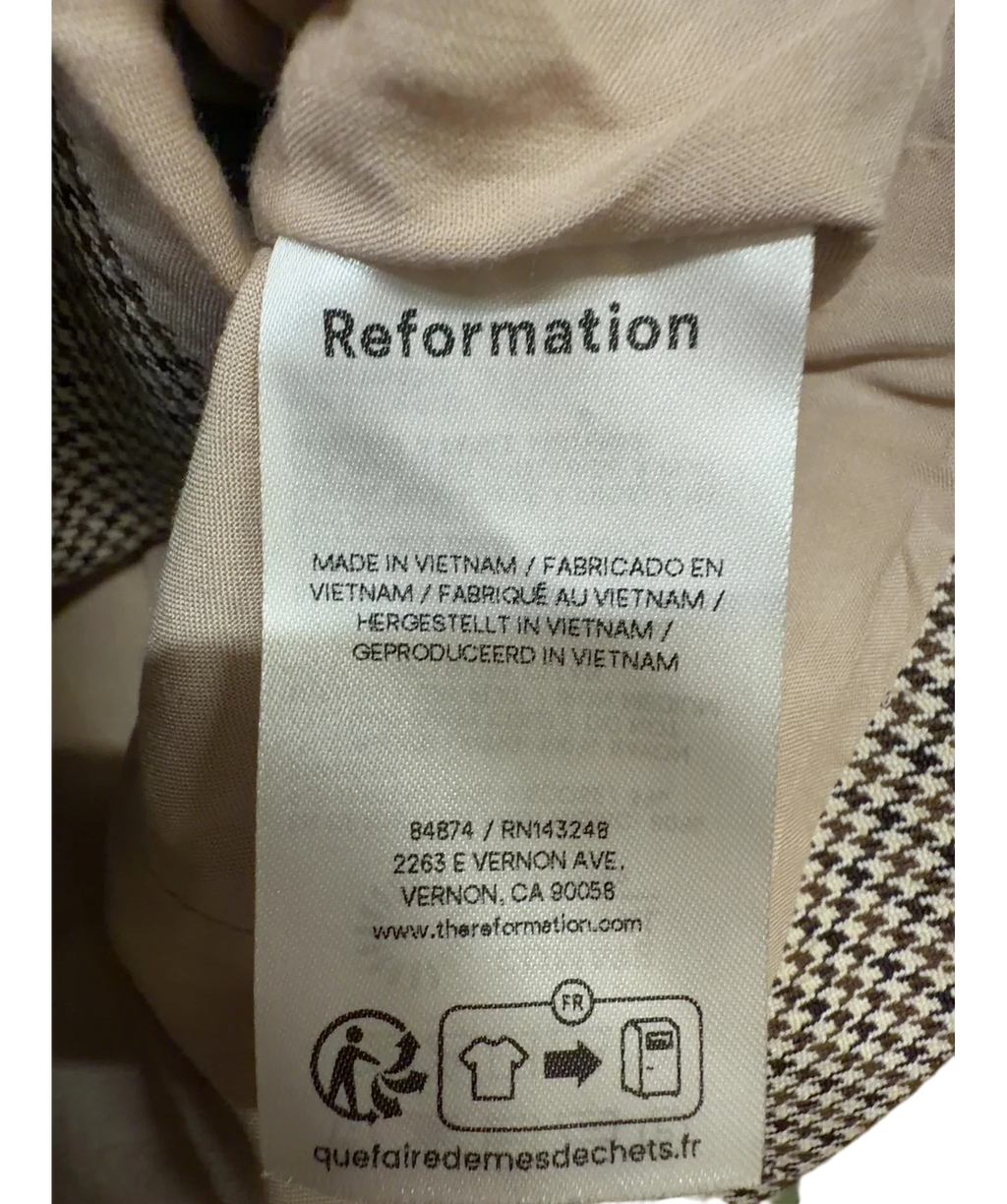 Reformation Brown Colour, size UK 6 — fabric detail
