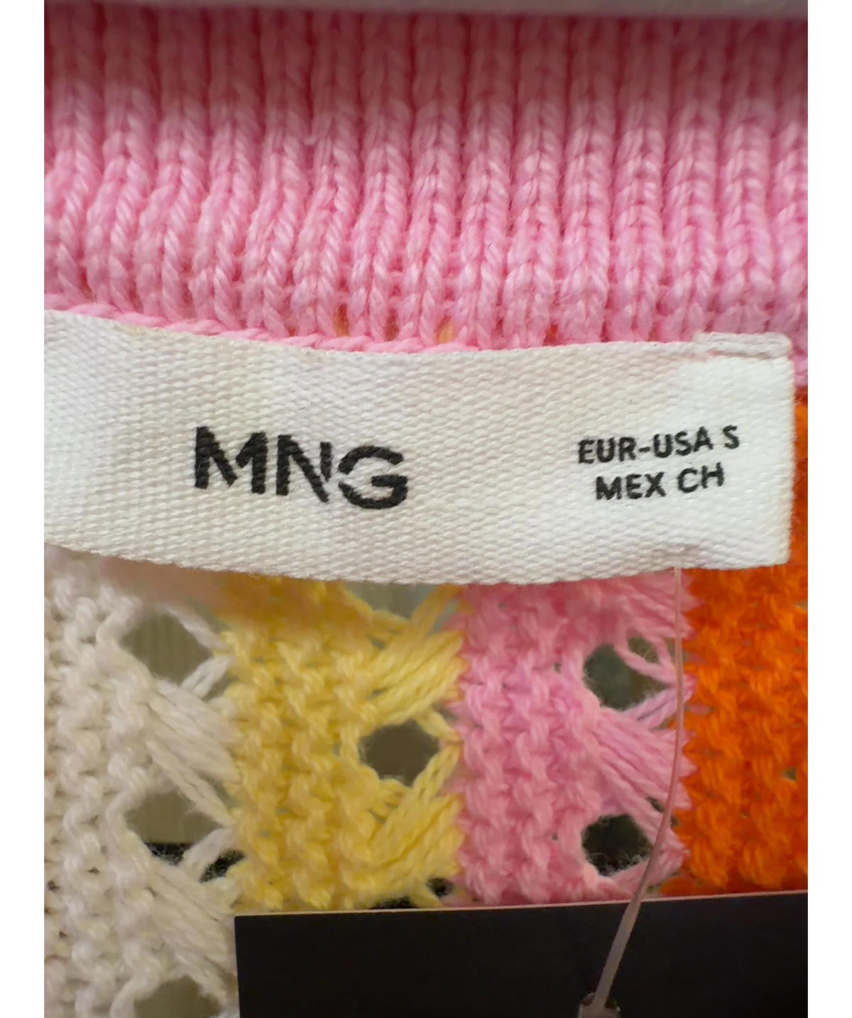 MNG Multicoloured Multicoloured Crochet Knit Polo, size UK S — detail