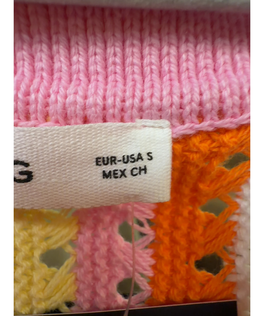 MNG Multicoloured Multicoloured Crochet Knit Polo, size UK S — care label