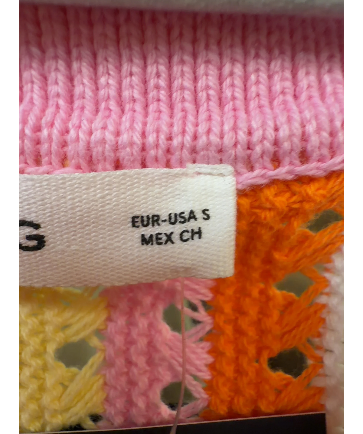 MNG Multicoloured Multicoloured Crochet Knit Polo, size UK S — care label
