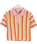 MNG Multicoloured Multicoloured Crochet Knit Polo, size UK S — front