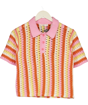 MNG Multicoloured Crochet Knit Polo UK S