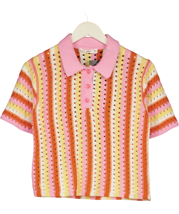 MNG Multicoloured Crochet Knit Polo UK S