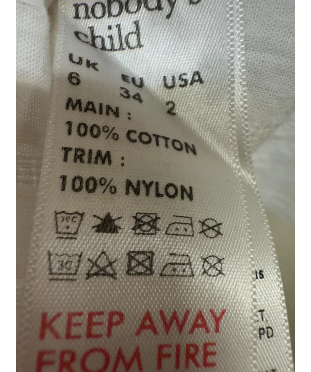 Nobody's Child White Augusta Blouse Short Sleeve, size UK 6 — label