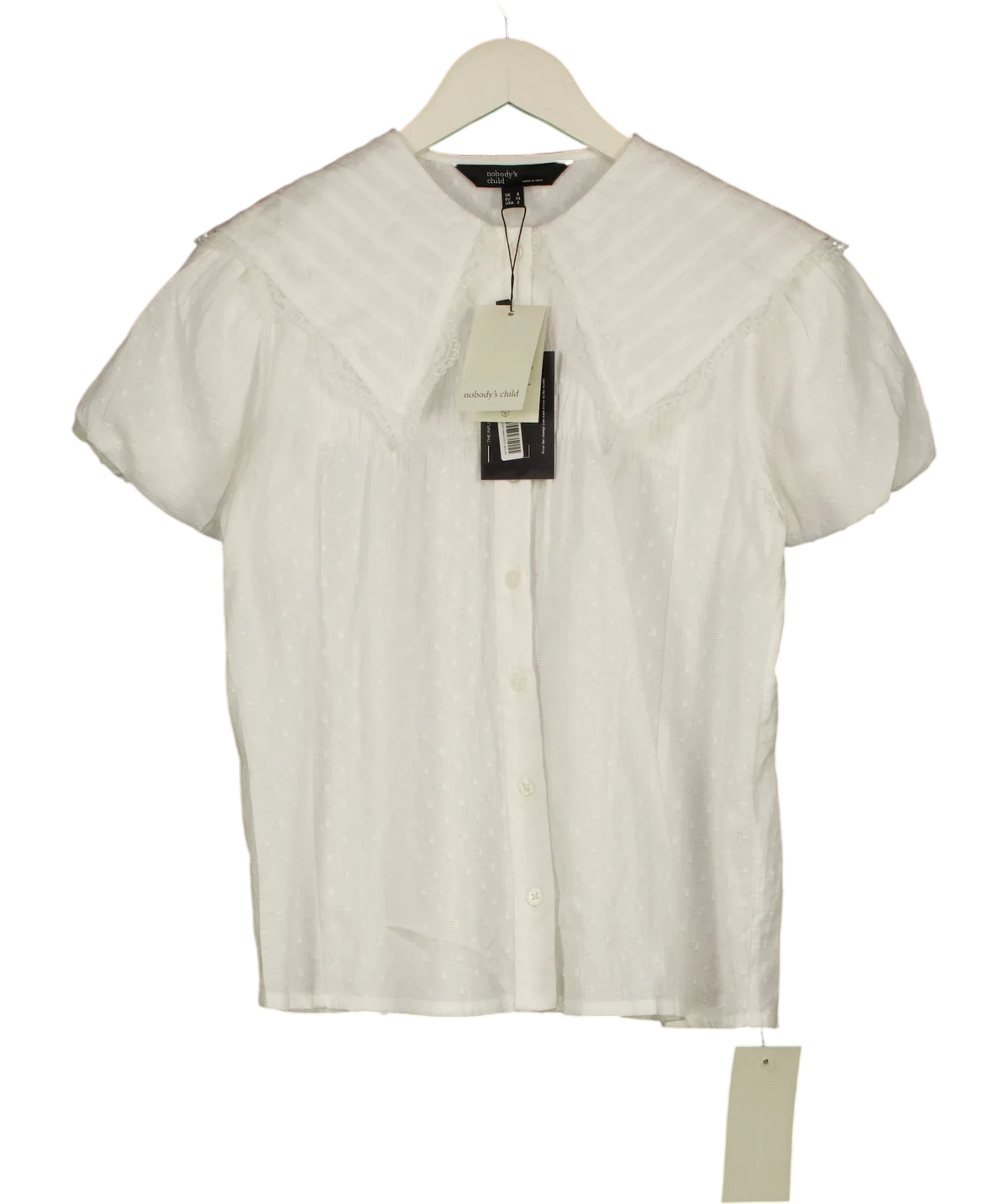 Nobody's Child White Augusta Blouse Short Sleeve, size UK 6 — front
