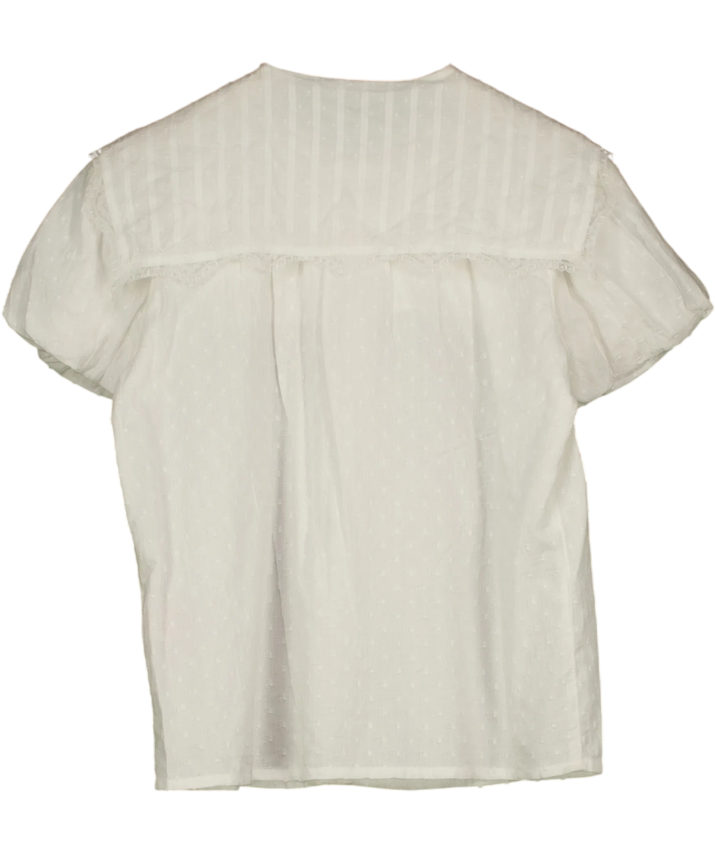 Nobody's Child White Augusta Blouse Short Sleeve, size UK 6 — back