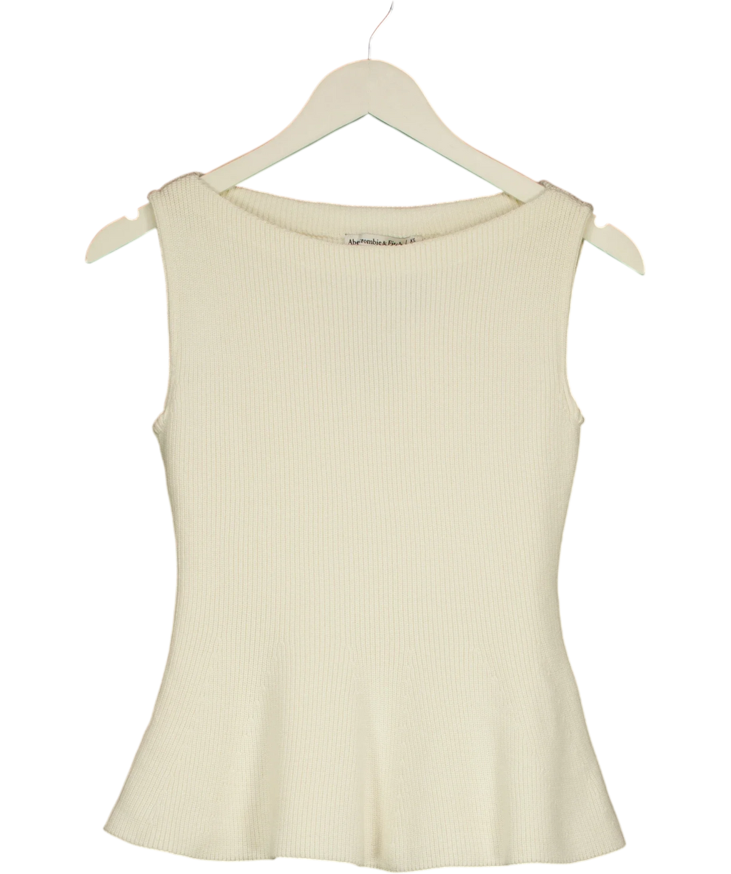 ABERCROMBIE & FITCH Cream Peplum Sweater Tank, size UK XS — front
